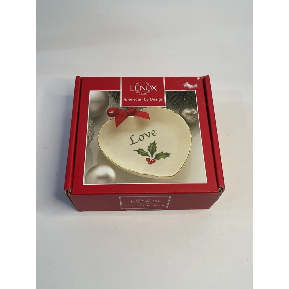Lenox Holiday Heart Shaped Candy Dish Love  4